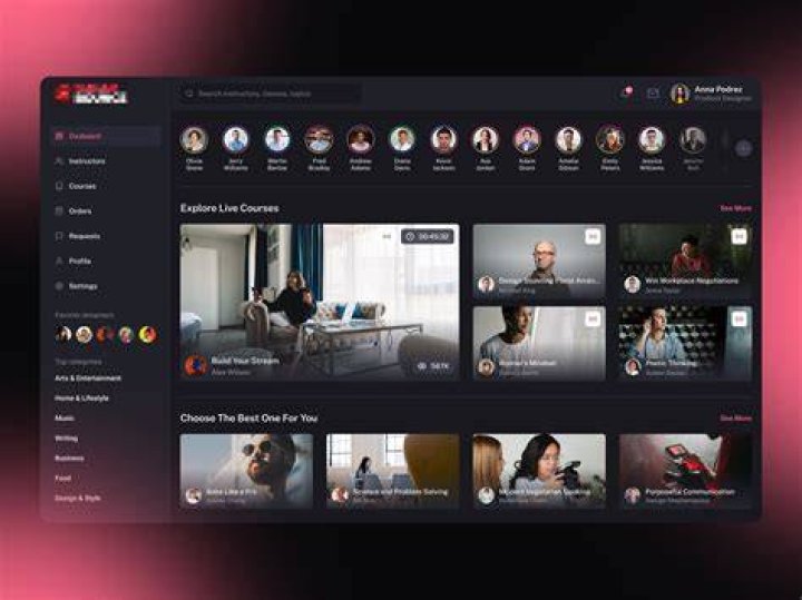 Adult content streaming platform website interface