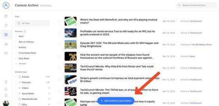 Creator content archive search interface