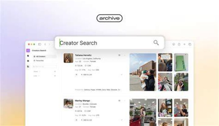 Creator content archive website interface