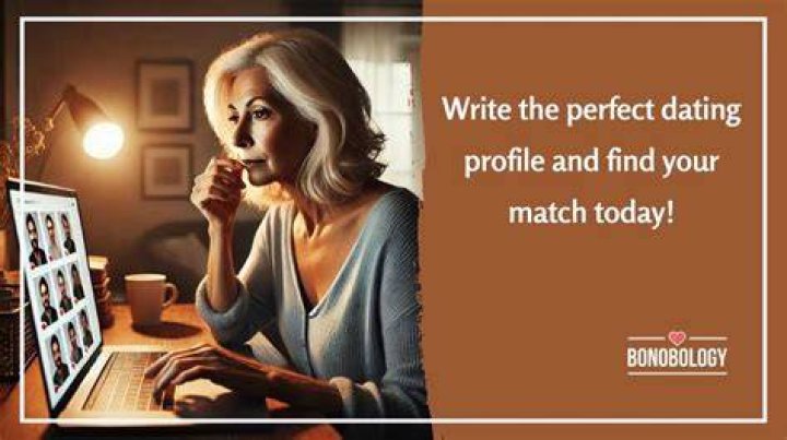 Mature woman creating an authentic online dating profile