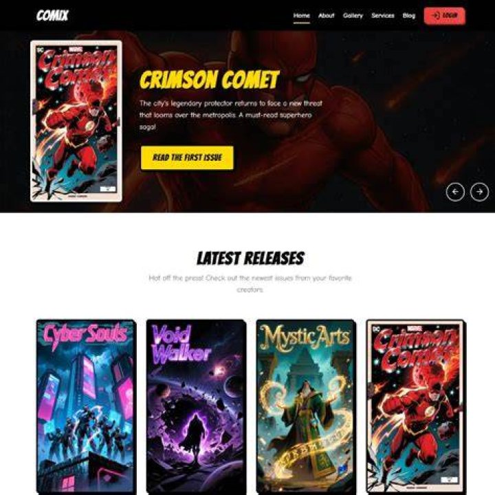Online comic website navigation interface