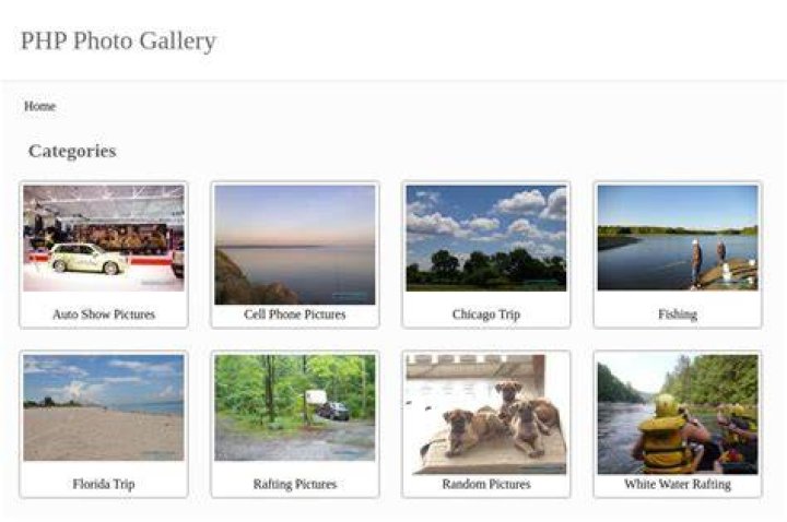 Photo gallery category index displayed on a browsing interface