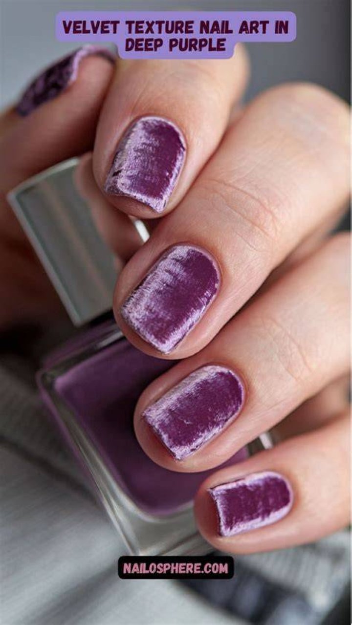 Velvet powder nails with soft suede-like textured finish in rich jewel tones
