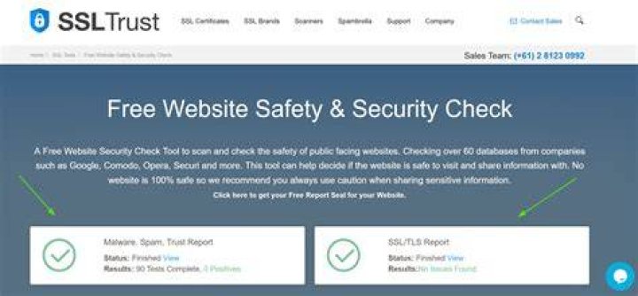 Website safety checker and trust score analysis